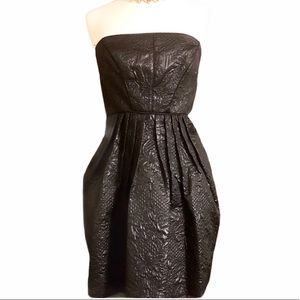 TIBI Modern Brocade Black Party Dress, Strapless Mini LBD, Small, NWOT